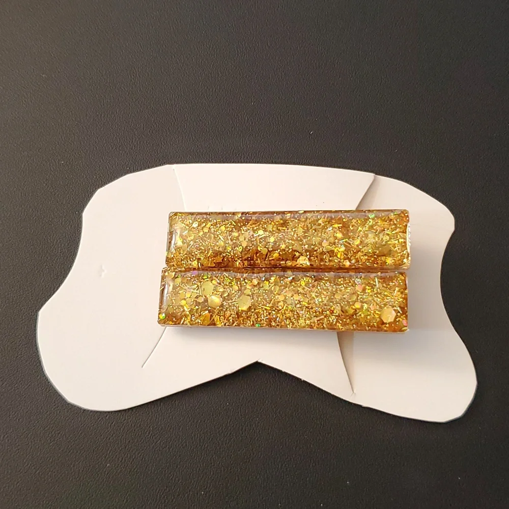🎁5/$25🎁 Hand-made HandCrafted Glitter Vibes Resin Hair clip Barrettes New